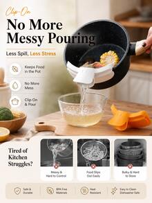 Zazumi 1/2 Pcs Universal Fit Heat Resistant Silicone Pot Strainer, Reusable Anti-Spill Anti-Splash Pan Drain Colander With Dense Filter Hole, Clip On Design Easy Install Clean Kitchen Gadget, Orange Gray Space Saving Hands-Free Pasta Noodle Grease Residue Filter, Portable Kitchen Accessory For Home Apartment Dorm RV Camping Cooking, Practical Daily Use Tool Housewarming Thanksgiving Christmas Holiday Gift Kitchen Essentials - Multicolor - View 6