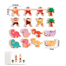 MINKOJA Wooden Dinosaur Stacking Game For Kids – Tumbling Tower Balance Toy For Toddlers 2+, Fun Family Interactive Party Game For Boys & Girls - Multicolor - View 3