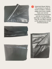 1片弹性仿羊皮PU皮革，细纹皮革质感，绒面底防水DIY面料 - 黑色 - 查看 10