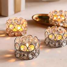 1/4/8/10/12/24 piezas Portavelas decorativos de cristal dorado/plateado, altura de 1.6 pulgadas, adecuados para ceremonia de boda, centro de mesa de comedor, Navidad, regalos de Año Nuevo - Multicolor - Ver 6