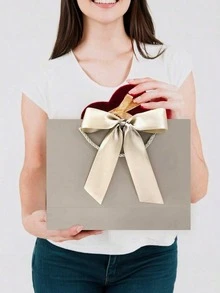 10个装 - 横款牛皮纸礼品袋、购物袋、带提手包装袋、蝴蝶结装饰手提袋、情人节礼物包装购物袋、新年感谢礼品袋（带提手）、白色大容量纸袋、婚礼伴娘感谢袋、生日礼物包装袋、零售礼品袋/收纳袋 - 多色 - 查看 12
