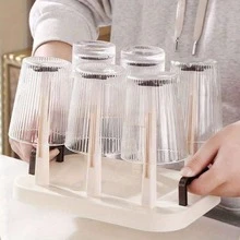 1个节省空间的塑料杯沥水架，大容量防尘倒置杯架，适用于台面，适用于玻璃杯和塑料杯，经久耐用且设计时尚，杯子晾干解决方案 | 现代杯架 | 倒置设计，杯子收纳架 - 彩色 - 查看 5