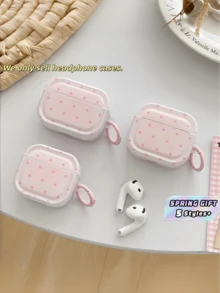 1 pieza Funda protectora a prueba de golpes con estampado de lunares rosas compatible con Apple 4 Pro2 Pro3 3ra generación, regalo de cumpleaños de primavera para mujeres - Rosa - Ver 2