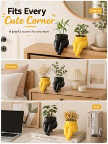 Joivida Creative Design Flower Pot, Modern Minimalist Human Buttocks Shaped Succulent Flower Pot, Dopamine Colored Home Decoration Indoor Flower Pot, Living Room, Bedroom, Office Desk, Windowsill, Unique Art Vase, Small Cactus And Vanilla Container, Cute Aesthetic Home Decoration, Home Foyer Decoration Ornaments, Holiday Birthday Gifts - multicolor - View 8