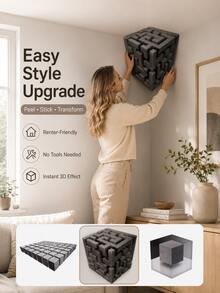 superFUNNYmarket 3 miếng decal dán tường 3D góc không tưởng, nghệ thuật tường ảo giác quang học, nhãn dán họa tiết mê cung bất đối xứng, nhiều kiểu dáng có sẵn (hình lập phương, hình tam giác, phẳng), tự dính & có thể tháo rời, tạo hiệu ứng thị giác gây kinh ngạc trên bất kỳ bức tường nào, hoàn hảo cho trang trí phòng khách, phòng ngủ & studio, thêm phong cách ngầu & siêu thực cho không gian của bạn, dễ dàng dán & tái sử dụng, tuyệt vời làm quà tặng độc đáo cho những người yêu nghệ thuật & ảo giác - Nhiều màu - Xem 4