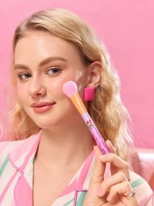FanGlow THE POWERPUFF GIRLS X SHEIN Bộ 4 cọ trang điểm hoạt hình Powerpuff Girls, gồm cọ đánh phấn phủ, phấn má hồng, phấn mắt và cọ chi tiết, đẹp mắt và đáng yêu, 4 cọ đa chức năng. - Nhiều màu - Xem 4