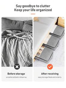 Foldable Underbed Storage Bags With Zipper, 4 Sizes Available (M/L/XL/XXL), Under Bed Organizer For Clothes, Blankets, Comforters, Duvets, Bedding, Seasonal Clothing Storage - Multicolor - View 6