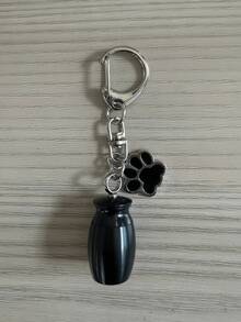 A Pet Urn Keychain, Suitable For Dog Ashes, Made Of Stainless Steel, Compact And Portable, Available In 4 Colors, A Commemorative Accessory For Pet Cremation, Featuring A Paw Print Pendant - Multicolor - View 12