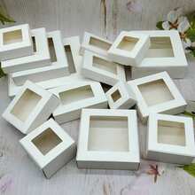 10 Pieces Per Pack Of White Cardboard Gift Display Packaging Boxes, With Transparent Pvc Windows, Suitable For Handmade Jewelry And Craft Packaging - White square window box - View 6