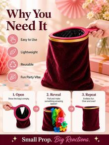 superFUNNYmarket 1 pieza Bolsa mágica vacía, bolsa mágica de aparecer y desaparecer, bolsa de terciopelo rojo con estrellas con compartimento oculto, disponible en tamaños grande/pequeño, fácil de usar para magos principiantes, perfecto para espectáculos, fiestas de cumpleaños y concursos de talentos, ideal para actuaciones mágicas y actividades en el aula, incluye accesorios opcionales de flores de colores, ligero y duradero, excelente para crear momentos divertidos y sorprendentes - Multicolor - Ver 5