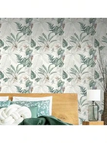 1 Roll Self-Adhesive Floral Wallpaper, PVC Removable Sticker, Suitable For Dorm, Dining Room, Home Decor, Can Be Applied To Drawers, Furniture Renovation - green - View 7