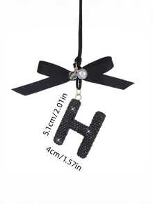 1pc Black Ceramic Letter Car Interior Hanging Decor Rearview Mirror Charm Ornament For Car Home Office Gift - multicolor - View 3