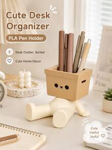 Joivida 1Pc Cute Slouchy Sitting Pen Holder, PLA 3D Creative Wooden Man Style Desk Organizer, Japanese Aesthetic Desk Decor, Cute Pen Cup Stationery Storage For Pens, Pencils, Makeup Brushes, Perfect Desk Accessory For Office, Home, School, Great Gift - multicolor - View 5