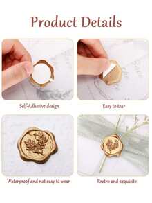 20/30/50/100 Wax Seal Stickers, Wedding Invitation Envelope Sealing Stickers, Self-Adhesive Envelope Sealing Stickers, Suitable For Weddings, Invitations, Envelopes, Gift Wrapping, Christmas, And Other Occasions - bronzer - View 5