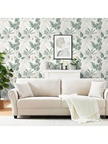 1 Roll Self-Adhesive Floral Wallpaper, PVC Removable Sticker, Suitable For Dorm, Dining Room, Home Decor, Can Be Applied To Drawers, Furniture Renovation - green - View 8