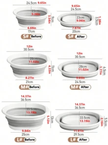 3件套/2件套便携式足浴盆，塑料足浴盆，折叠式浴盆，洗衣篮，洗脸盆，节省空间的储物容器，折叠式硅胶盆，折叠式洗脸盆，便携式洗脚盆，折叠式按摩足浴盆，足部护理工具，折叠式洗脸盆，蔬菜清洗盆，洗脚盆 - 灰色 - 查看 4