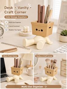 Joivida 1Pc Cute Slouchy Sitting Pen Holder, PLA 3D Creative Wooden Man Style Desk Organizer, Japanese Aesthetic Desk Decor, Cute Pen Cup Stationery Storage For Pens, Pencils, Makeup Brushes, Perfect Desk Accessory For Office, Home, School, Great Gift - multicolor - View 8