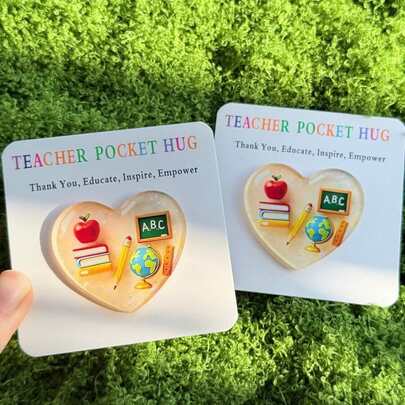5PCS Teacher Appreciation Gift  With 2D Acrylic Heart-Shaped Cards, Inspirational And Graduation Motivational Cards, Suitable For Gifting To Teachers, Friends, Wedding Parties, Birthdays, Back To School