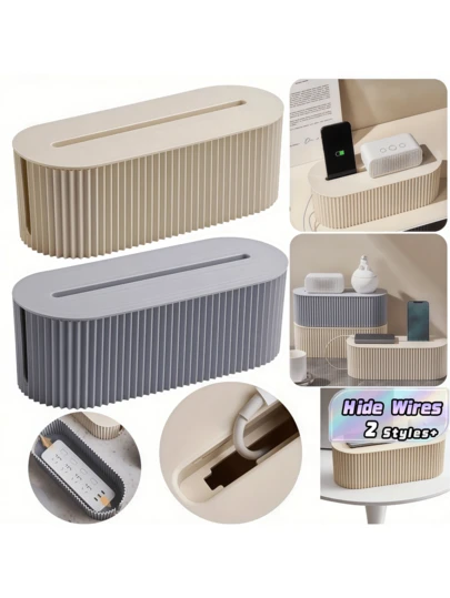 Hộp quản lý dây cáp để bàn dung lượng lớn, 1 chiếc, dùng cho ổ cắm điện, giúp cất giữ dây cáp an toàn và gọn gàng, có 2 màu để lựa chọn. Chất liệu nhựa bền chắc, thích hợp cho bàn làm việc, văn phòng tại nhà và máy tính.