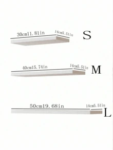 1/3件套免钻孔悬浮式壁挂置物架，承重力强，易于安装，适用于书籍、植物装饰，木纹白色，卧室客厅悬挂式收纳，节省空间，家居整理必备。 - 白色 - 查看 6