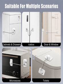 1 Set Cerradura multifuncional para refrigerador con llaves, fácil instalación, cerradura de para el hogar para refrigerador de cocina, gabinete, cajón, armario - Multicolor - Ver 6