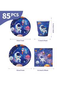 Juego desechable de platos, servilletas y vasos con diseño de cielo estrellado y astronauta, sirve para 20 invitados. Este conjunto de suministros desechables para fiestas (que incluye platos, servilletas y vasos) es perfecto para fiestas de cumpleaños, bodas y picnics familiares. - Ver 9