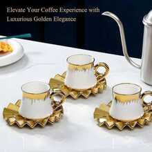 3.2oz/90ml Tea Cup Set, Coffee Cup, Espresso Cup Set, Suitable For Afternoon Tea - White gold - View 5