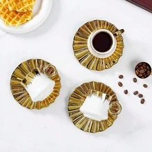 3.2oz/90ml Tea Cup Set, Coffee Cup, Espresso Cup Set, Suitable For Afternoon Tea - White gold - View 4