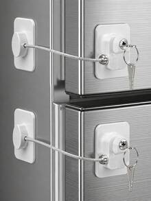 1 Set Cerradura multifuncional para refrigerador con llaves, fácil instalación, cerradura de para el hogar para refrigerador de cocina, gabinete, cajón, armario - Multicolor - Ver 4