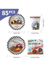 Juego desechable de platos, servilletas y vasos a cuadros en blanco y negro de estilo montaña, sirve para 20 invitados. Este conjunto de suministros desechables para fiestas (que incluye platos, servilletas y vasos) es perfecto para fiestas de cumpleaños, bodas y picnics familiares. - Ver 2