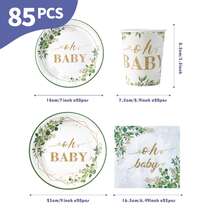 植物主题 Oh Baby 一次性餐盘、餐巾纸和杯子套装，可供 20 位客人使用。这款一次性派对用品套装（包括餐盘、餐巾纸和杯子）非常适合生日派对、婚礼和家庭野餐。 - 查看 2