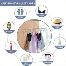1PC Stainless Steel Drying Rack With 20/50 Clips - A Windproof Hanging Organizer For Socks And Underwear, Space Saving Multi-Function Hooks Suitable For Home And Retail Use, Great For Back To School, Stainless Steel Drying Rack To Dry Socks And Underwear - Silver - View 9