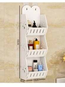 1 Kệ đựng đồ nhà tắm treo tường 3 tầng màu trắng có móc, chất liệu PVC, kệ treo tường đa chức năng, kệ đựng đồ chống ẩm, kệ đựng đồ dùng vệ sinh cá nhân dung tích lớn, kệ nhà tắm, kệ đựng đồ nhiều tầng không cần khoan; thích hợp cho những khoảng trống hẹp để mở rộng không gian lưu trữ, dùng để đựng đồ dùng vệ sinh cá nhân, mỹ phẩm và bàn chải đánh răng, lý tưởng cho phòng ngủ, phòng khách, nhà bếp, phòng tắm, trang trí tường, kệ treo tường. - trắng - Xem 9