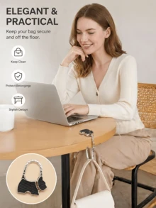 Muroi Mono Cute Dog Shaped Foldable Purse Hanger, Fashionable Metal Table Hook For Handbags, Portable Bag Hanger For Desk, Anti-Slip Purse Hook With Rhinestone, Keep Your Bag Secure And Off The Floor, Multi-Color Leopard Print & Polka Dot Options, Ideal For Office, Restaurant, School, Coffee Shop, Great For Pride Month, Eid Al-Adha, Back To School, Housewarming, Birthday, Valentine's Day Gifts, Unique Accessory For Women & Girls - Multicolor - View 5