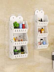 1 Kệ đựng đồ nhà tắm treo tường 3 tầng màu trắng có móc, chất liệu PVC, kệ treo tường đa chức năng, kệ đựng đồ chống ẩm, kệ đựng đồ dùng vệ sinh cá nhân dung tích lớn, kệ nhà tắm, kệ đựng đồ nhiều tầng không cần khoan; thích hợp cho những khoảng trống hẹp để mở rộng không gian lưu trữ, dùng để đựng đồ dùng vệ sinh cá nhân, mỹ phẩm và bàn chải đánh răng, lý tưởng cho phòng ngủ, phòng khách, nhà bếp, phòng tắm, trang trí tường, kệ treo tường. - trắng - Xem 3