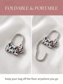 Muroi Mono Cute Dog Shaped Foldable Purse Hanger, Fashionable Metal Table Hook For Handbags, Portable Bag Hanger For Desk, Anti-Slip Purse Hook With Rhinestone, Keep Your Bag Secure And Off The Floor, Multi-Color Leopard Print & Polka Dot Options, Ideal For Office, Restaurant, School, Coffee Shop, Great For Pride Month, Eid Al-Adha, Back To School, Housewarming, Birthday, Valentine's Day Gifts, Unique Accessory For Women & Girls - Multicolor - View 7