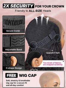 ALL READY WIG 9AM 6*4 预漂白无胶透明蕾丝闭合假发水波假发真人头发 180% 密度自然黑色 8-30 英寸 - SNatural - 查看 9