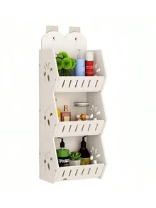 1 Kệ đựng đồ nhà tắm treo tường 3 tầng màu trắng có móc, chất liệu PVC, kệ treo tường đa chức năng, kệ đựng đồ chống ẩm, kệ đựng đồ dùng vệ sinh cá nhân dung tích lớn, kệ nhà tắm, kệ đựng đồ nhiều tầng không cần khoan; thích hợp cho những khoảng trống hẹp để mở rộng không gian lưu trữ, dùng để đựng đồ dùng vệ sinh cá nhân, mỹ phẩm và bàn chải đánh răng, lý tưởng cho phòng ngủ, phòng khách, nhà bếp, phòng tắm, trang trí tường, kệ treo tường. - trắng - Xem 5