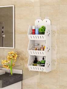 1 Kệ đựng đồ nhà tắm treo tường 3 tầng màu trắng có móc, chất liệu PVC, kệ treo tường đa chức năng, kệ đựng đồ chống ẩm, kệ đựng đồ dùng vệ sinh cá nhân dung tích lớn, kệ nhà tắm, kệ đựng đồ nhiều tầng không cần khoan; thích hợp cho những khoảng trống hẹp để mở rộng không gian lưu trữ, dùng để đựng đồ dùng vệ sinh cá nhân, mỹ phẩm và bàn chải đánh răng, lý tưởng cho phòng ngủ, phòng khách, nhà bếp, phòng tắm, trang trí tường, kệ treo tường. - trắng - Xem 4