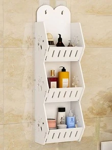 1 Kệ đựng đồ nhà tắm treo tường 3 tầng màu trắng có móc, chất liệu PVC, kệ treo tường đa chức năng, kệ đựng đồ chống ẩm, kệ đựng đồ dùng vệ sinh cá nhân dung tích lớn, kệ nhà tắm, kệ đựng đồ nhiều tầng không cần khoan; thích hợp cho những khoảng trống hẹp để mở rộng không gian lưu trữ, dùng để đựng đồ dùng vệ sinh cá nhân, mỹ phẩm và bàn chải đánh răng, lý tưởng cho phòng ngủ, phòng khách, nhà bếp, phòng tắm, trang trí tường, kệ treo tường. - trắng - Xem 2