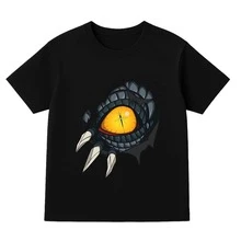 Playera Unisex 100% Algodón Peinado Cuello Redondo Modelo Ojo Dino Estilo Unisex, Fresca y Cómoda, Para Uso Diario, Streetwear, Conciertos, Chistosas, Creativas, Gimnasio, Deportiva RZRF - Negro - Ver 2