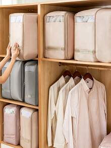 1 Túi đựng đồ nén có thể mở rộng dung tích lớn, túi đựng chăn ga gối đệm bằng polyester có khóa kéo, hộp đựng quần áo gấp gọn di động, thích hợp để đựng chăn, ga trải giường, chăn và quần áo, túi đóng gói du lịch tiết kiệm không gian. - Nhiều màu - Xem 4