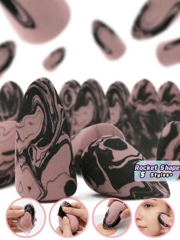 2-20PCS Latex Free Water Absorbing Polyurethane Black Pink Rocket Shape Makeup Sponge For Foundation BB Cream Concealer Daily Makeup Tool Travel Essential Home Salon Professional Use Back To School Party Decor