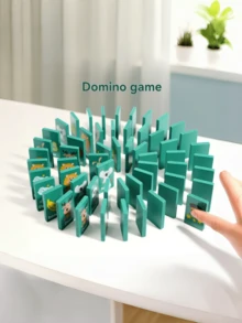 MINKOJA 木制动物水果大战单人桌游记忆棋盘游戏玩具多米诺骨牌益智逻辑思维训练游戏蔬菜水果认知动物认知益智早教游戏玩具，适合3岁以上男孩女孩派对户外游戏家庭聚会互动游戏玩具 - 彩色 - 查看 4