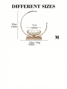 1 件装豪华金属玻璃水果/糖果盘，装饰托盘，适用于客厅茶几、前台、零食、水果展示 - 金色 - 查看 3