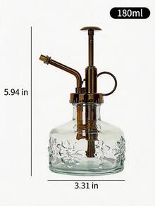 Haus Hana 1 Piece Retro Relief Sunflower Transparent Glass Small Spray Bottle Press Gardening Watering Kettle For Home Use - multicolor - View 5