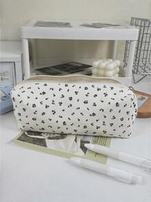 1 Buah Tempat Pensil Motif Bunga Biru Tua, Kanvas Sederhana Multifungsi Kapasitas Besar, Tas Penyimpanan Alat Tulis untuk Perlengkapan Sekolah, Kantor, Perjalanan, dan Rumah - 10803 - View 14