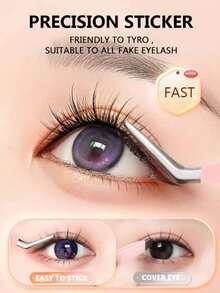 1 PC 4D Mink Soft Fluffy False Eyelashes Natural Look Wispy Cross Section Handmade Reusable Makeup Tool Pink Pointed Angled Single Cluster Hairpin For Party Daily Wear Volume Up Lashes - Pink - View 3