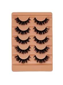 5 Pairs D Curl Messy 5D Fluffy Soft Volume Faux Mink False Eyelashes For Beginners Daily Party Makeup Wholesale - Black - View 2