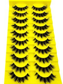 10 Pairs Russian Volume DD Curl False Eyelashes Thick Multilayer Dramatic Curly Strip Lashes Clear Band Fluffy Lashes For Makeup - Fluffy Lashes - View 3